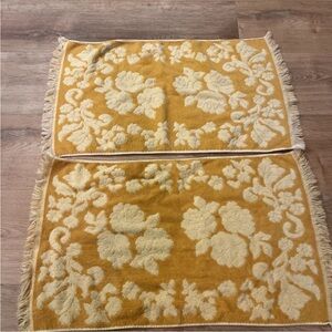 Vintage Martex Terry-Down West Point Pepperell Hand Towels (2)  27"x16"  Yellow